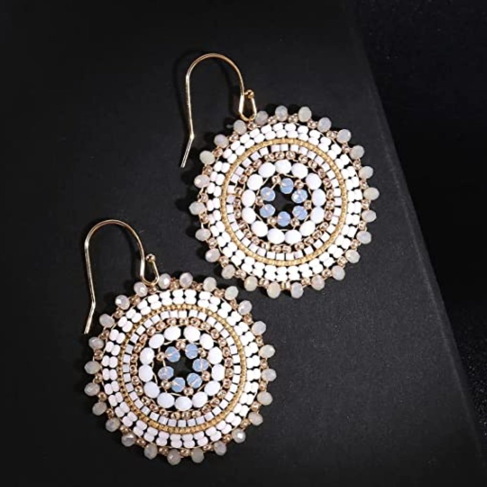 Anthropologie Crystals Bohemia Circle Earrings